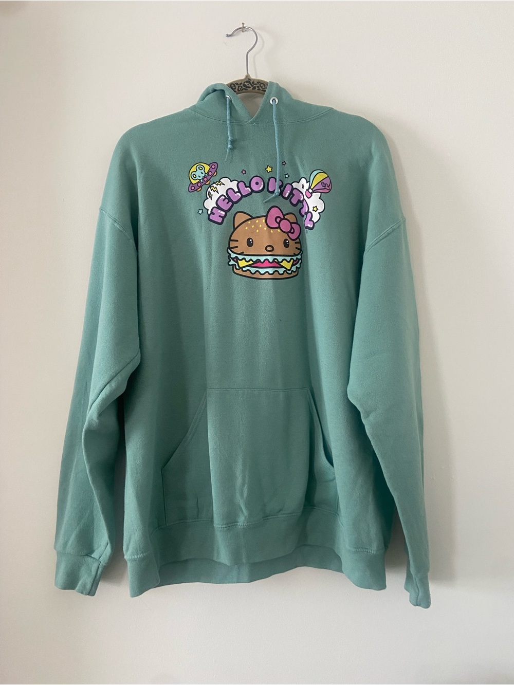 Hello Kitty Mint Green Graphic Hoodie Sweater